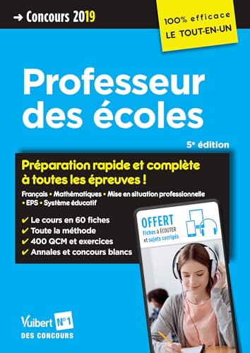 Stock image for Concours Professeur des coles (CRPE) 2019 - Prparation rapide et complte  toutes les preuves avec 8 fiches  couter offertes - 100 % e for sale by Ammareal