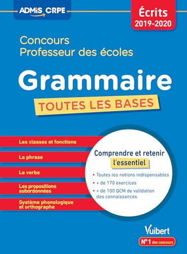 Stock image for Concours professeur des coles (CRPE) 2019-2020 : Toutes les bases en Grammaire for sale by medimops