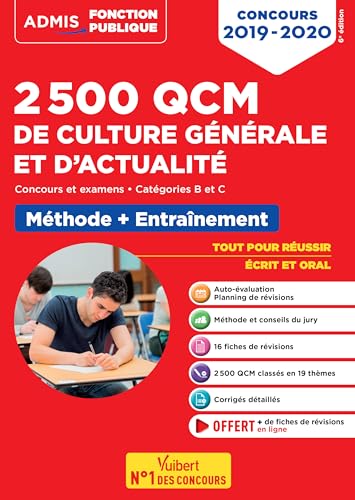 Beispielbild fr 2500 QCM de culture gnrale et d'actualit - Mthode + entranement - Catgories B et C - Concours 2019-2020 zum Verkauf von medimops