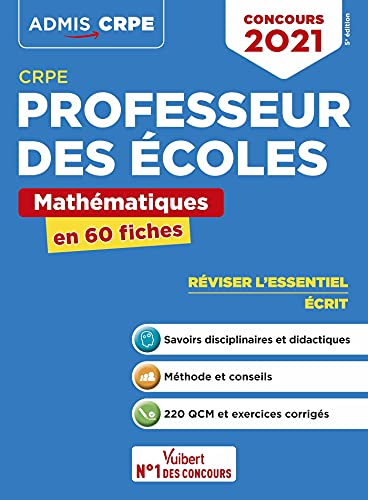 Beispielbild fr CRPE - Concours Professeur des coles - Mathmatiques - L'essentiel en 60 fiches: Ecrit - Admissibilit 2021 zum Verkauf von Ammareal