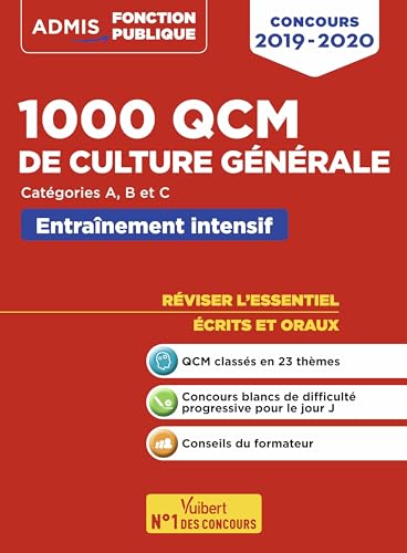 Beispielbild fr 1000 QCM de culture gnrale: Concours de la fonction publique - Catgories A, B et C zum Verkauf von Ammareal