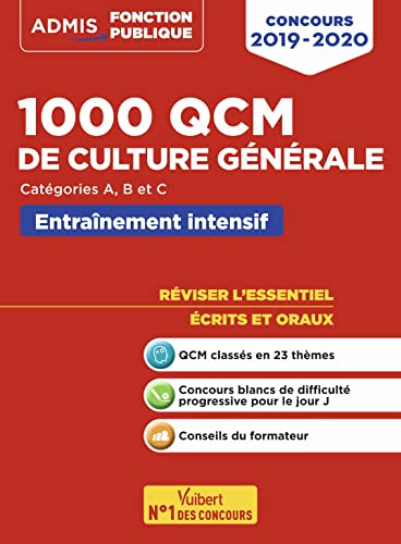 Stock image for 1000 QCM de culture gnrale: Concours de la fonction publique - Catgories A, B et C for sale by Ammareal
