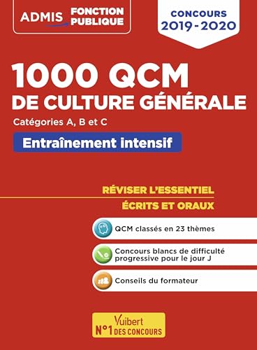 Stock image for 1000 QCM de culture gnrale: Concours de la fonction publique - Catgories A, B et C for sale by Ammareal