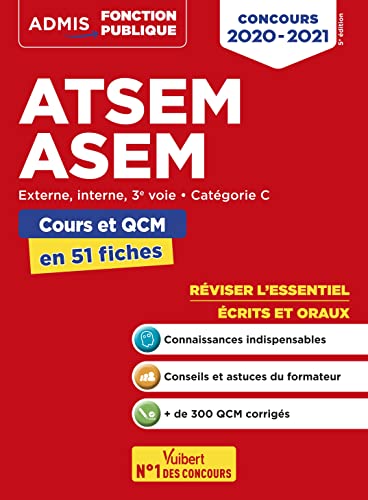 Stock image for ATSEM - ASEM -Externe, interne, 3e voie, Catgorie C - Cours et QCM en 51 fiches for sale by medimops