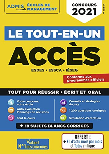 Beispielbild fr Le tout-en-un ACCES - 18 sujets blancs - crits et oraux: ESDES, ESSCA, IESEG - Concours 2021 zum Verkauf von Ammareal