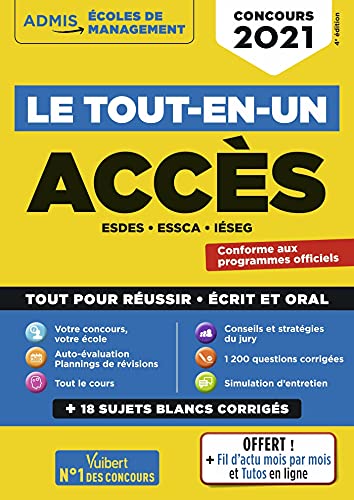 Stock image for Le tout-en-un ACCES - 18 sujets blancs - crits et oraux: ESDES, ESSCA, IESEG - Concours 2021 (2020) for sale by medimops