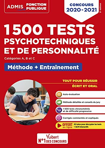 Imagen de archivo de 1500 tests psychotechniques et de personnalit - Mthode et entranement intensif: Concours 2020-2021 - Catgories A, B et C a la venta por LeLivreVert