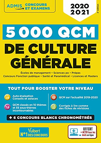 Beispielbild fr 5.000 Qcm De Culture Gnrale : 2020-2021 : coles De Management, Science Po, Prpas, Concours Fonct zum Verkauf von RECYCLIVRE