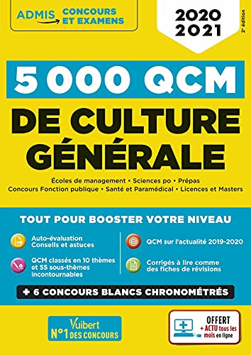 Imagen de archivo de 5.000 Qcm De Culture Gnrale : 2020-2021 : coles De Management, Science Po, Prpas, Concours Fonct a la venta por RECYCLIVRE