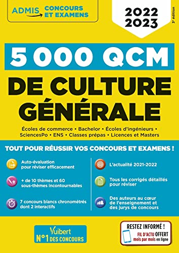 Stock image for 5000 QCM de culture gnrale + Actu en ligne mois par mois: Concours et examens 2022-2023 - Testez votre culture gnrale for sale by Le Monde de Kamlia