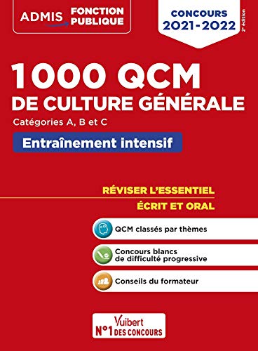Beispielbild fr 1000 QCM de culture gnrale: Concours de la fonction publique - Catgories A, B et C (2021) zum Verkauf von medimops