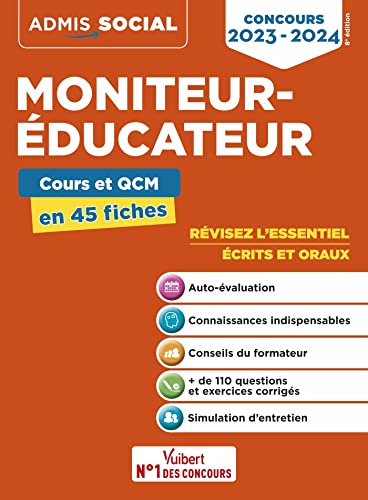 Beispielbild fr Concours Moniteur-ducateur - Cours et QCM en 45 fiches: Ecrits et oraux - Concours 2023-2024 zum Verkauf von Librairie A LA PAGE