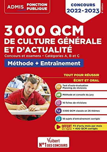 Stock image for 3000 QCM de culture gnrale et d'actualit - Mthode et entranement - Catgories A, B et C: Concours 2022-2023 for sale by medimops