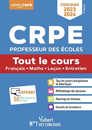 Beispielbild fr CRPE 2023-2024 - Tout le cours - Ecrit et oral: Concours Professeur des coles - Franais, Maths, Leon, EPS et Mises en situation professionnelle zum Verkauf von Gallix