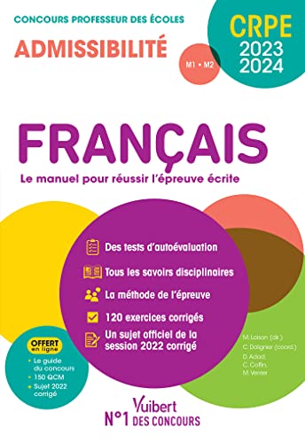 Stock image for Franais - CRPE 2023-2024 - Epreuve crite d'admissibilit: Concours professeur des coles - Sujet 2022 corrig for sale by Librairie A LA PAGE
