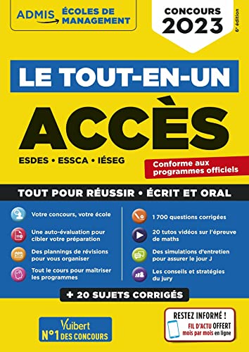 Beispielbild fr Accs : Esdes, Essca, Ieseg : Le Tout-en-un, Concours 2023 zum Verkauf von RECYCLIVRE