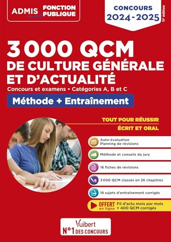 Beispielbild fr 3000 QCM de culture gnrale et d'actualit - Mthode et entranement - Catgories A, B et C: Concours 2024-2025 zum Verkauf von Buchpark