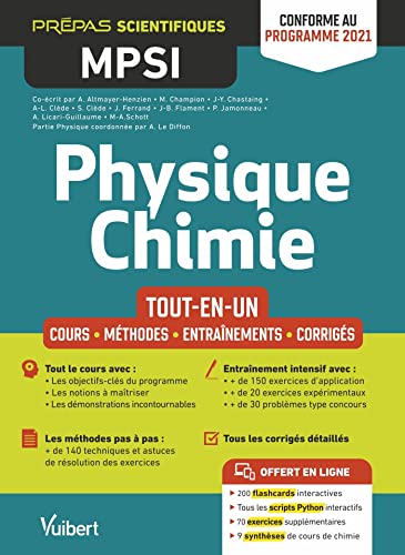 Beispielbild fr Physique-Chimie MPSI - Tout-en-un: Cours - Synthse - Mthodes dtailles - Exercices corrigs Conforme  la rforme 2021 zum Verkauf von Librairie A LA PAGE