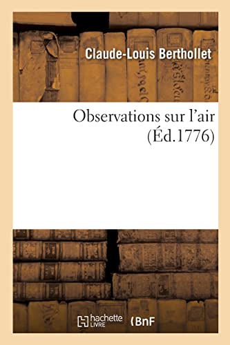 Stock image for Observations sur l'air for sale by PBShop.store US