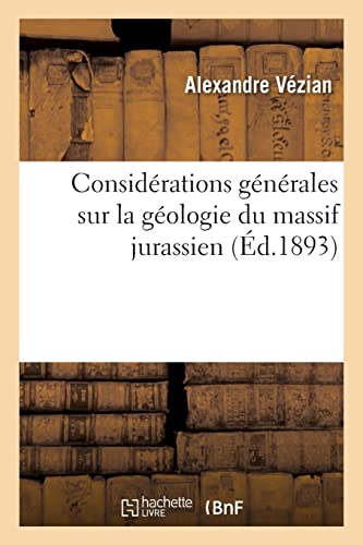 Imagen de archivo de Consid?rations g?n?rales sur la g?ologie du massif jurassien a la venta por PBShop.store US