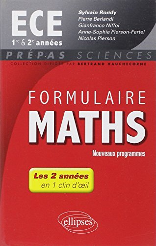 Stock image for Formulaire Maths ECE 1re et 2e Annes En 1 Clin d'Oeil Programme 2014 for sale by Ammareal