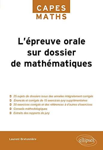 Beispielbild fr L'preuve orale sur dossier de Mathmatiques CAPES zum Verkauf von Ammareal