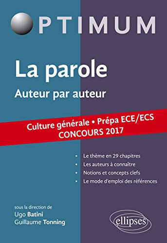 9782340010123: La parole. Auteur par auteur. Culture gnrale. Prpas ECE/ECS. Concours 2017
