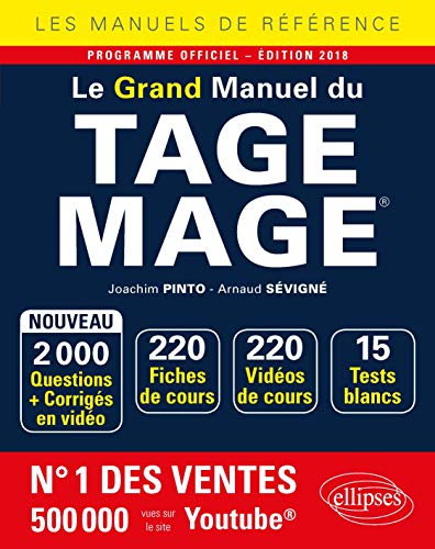 9782340019089: Le Grand Manuel du TAGE MAGE - 220 fiches de cours, 15 tests blancs, 2000 questions + corrigs en vido - dition 2018