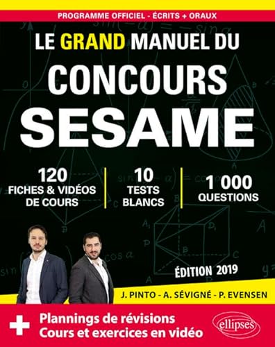 Beispielbild fr Le Grand Manuel du concours SESAME (crits + oraux) - 120 fiches, 10 tests, 1000 questions + corrigs en vido - dition 2019 zum Verkauf von medimops