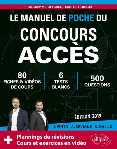 Imagen de archivo de Le Manuel de POCHE du concours ACCES (crits + oraux) - 80 fiches, 6 tests, 500 questions + corrigs en vido - dition 2019 a la venta por medimops