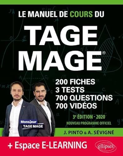 Imagen de archivo de Le Manuel de Cours du TAGE MAGE - 3 tests blancs + 200 fiches de cours + 700 questions + 700 vidos - dition 2020 a la venta por Ammareal