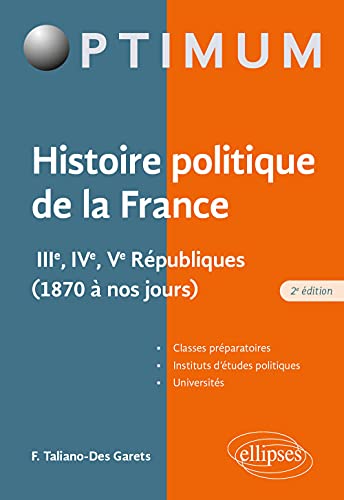 Imagen de archivo de Histoire politique de la France - IIIe, IVe, Ve Rpubliques (1870  nos jours) (Optimum) (French Edition) a la venta por Gallix