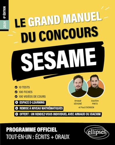 Beispielbild fr Le Grand Manuel du concours SESAME (Programme officiel : crits + oraux) (2024) zum Verkauf von Gallix