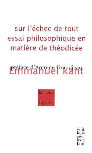 9782350180755: Sur l'chec de tout essai philosophique en matire de Thodice