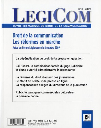 9782351130643: Lgicom n 45 - Droit de la communication : les rformes en marche