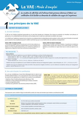 Stock image for La VAE (validation des acquis de l'exprience) - Mode d'emploi Mat (Le), Chantal for sale by BIBLIO-NET