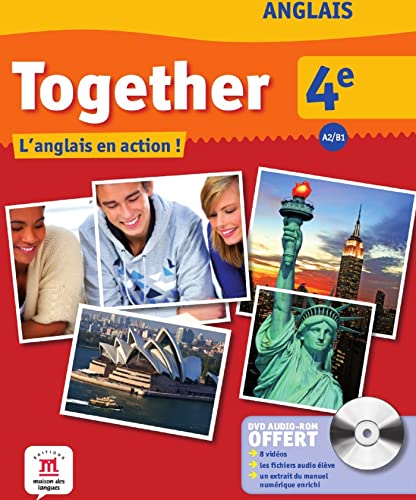 Imagen de archivo de Anglais 4e A2/B1 Together : L'anglais en action ! (1DVD) a la venta por Ammareal