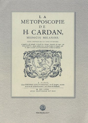 Beispielbild fr La Mtoposcopie de H. Cardan [Franzsisch] von Jrme Cardan (Autor) zum Verkauf von BUCHSERVICE / ANTIQUARIAT Lars Lutzer
