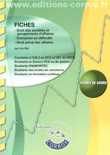 9782357653368: Fiches Droit des socits, entreprise en difficult, droit pnal des affaires UE 2 du DCG et UE 1 du DSCG