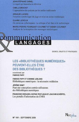 Stock image for Communication et Langages, N 161, Septembre 20 : Les for sale by Ammareal