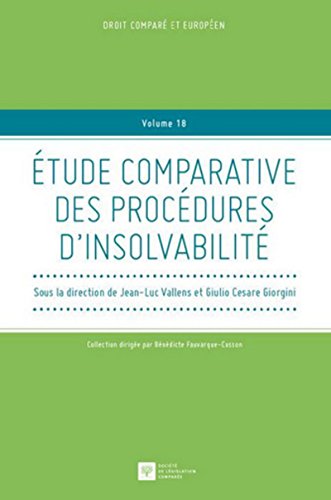 9782365170444: TUDE COMPARATIVE DES DIFFRENTES PROCDURES D'INSOLVABILIT: SOUS LA DIRECTION DE JEAN-LUC VALLENS ET GIULIO CESARE GIORGINI