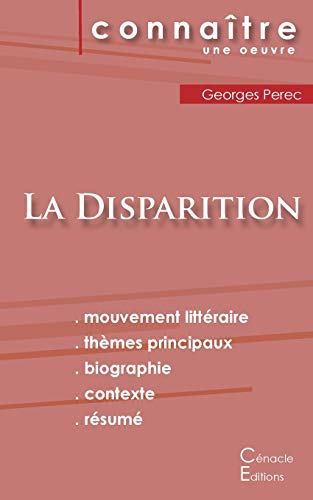 Beispielbild fr Fiche de lecture La Disparition de Georges Perec (Analyse litt raire de r f rence et r sum complet) zum Verkauf von AwesomeBooks