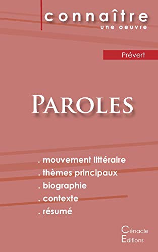 Beispielbild fr Fiche de lecture Paroles de Pr vert (Analyse litt raire de r f rence et r sum complet) (French Edition) zum Verkauf von Books From California