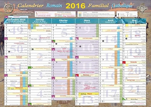 9782372720441: Calendrier familial catholique 2016 : Calendrier romain mural