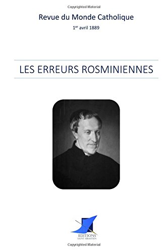 Stock image for Les erreurs rosminiennes for sale by Revaluation Books