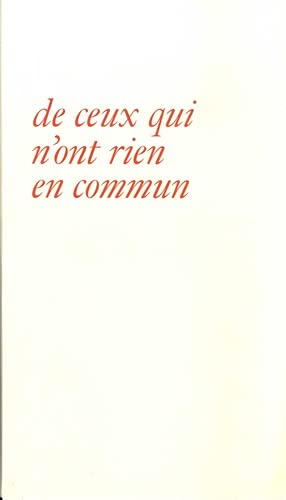 Beispielbild fr La communaut de ceux qui n?ont rien en commun zum Verkauf von Gallix