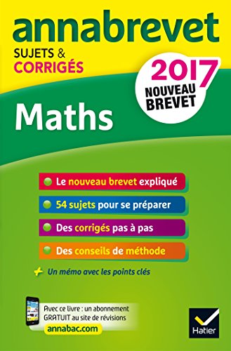 Stock image for Annales Annabrevet 2017 Maths 3e: sujets et corrigs, nouveau brevet for sale by Ammareal