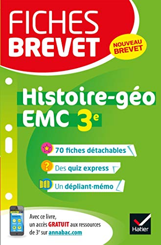 Beispielbild fr Fiches brevet Histoire-gographie EMC 3e: fiches de rvision pour le nouveau brevet zum Verkauf von Ammareal