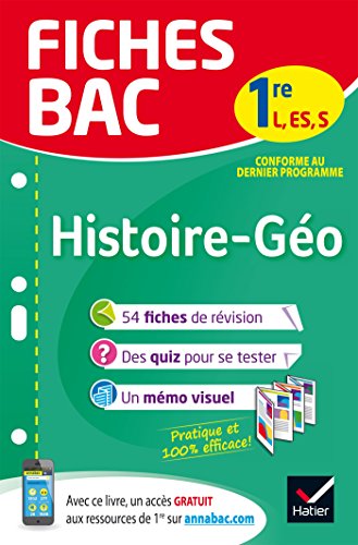 9782401044432: Fiches bac Histoire-Géographie 1re L, ES, S: fiches de révision Première séries générales