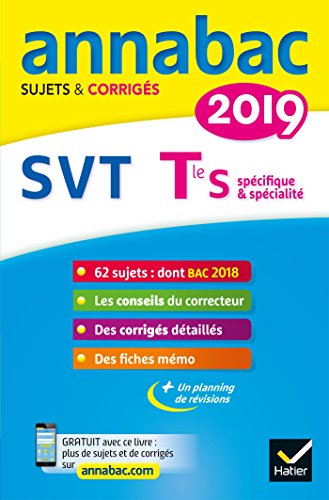 Beispielbild fr Annales Annabac 2019 SVT Tle S: sujets et corrigs du bac Terminale S zum Verkauf von Ammareal